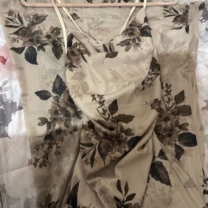 SHEIN Floral Print Dress - Beige and Brown